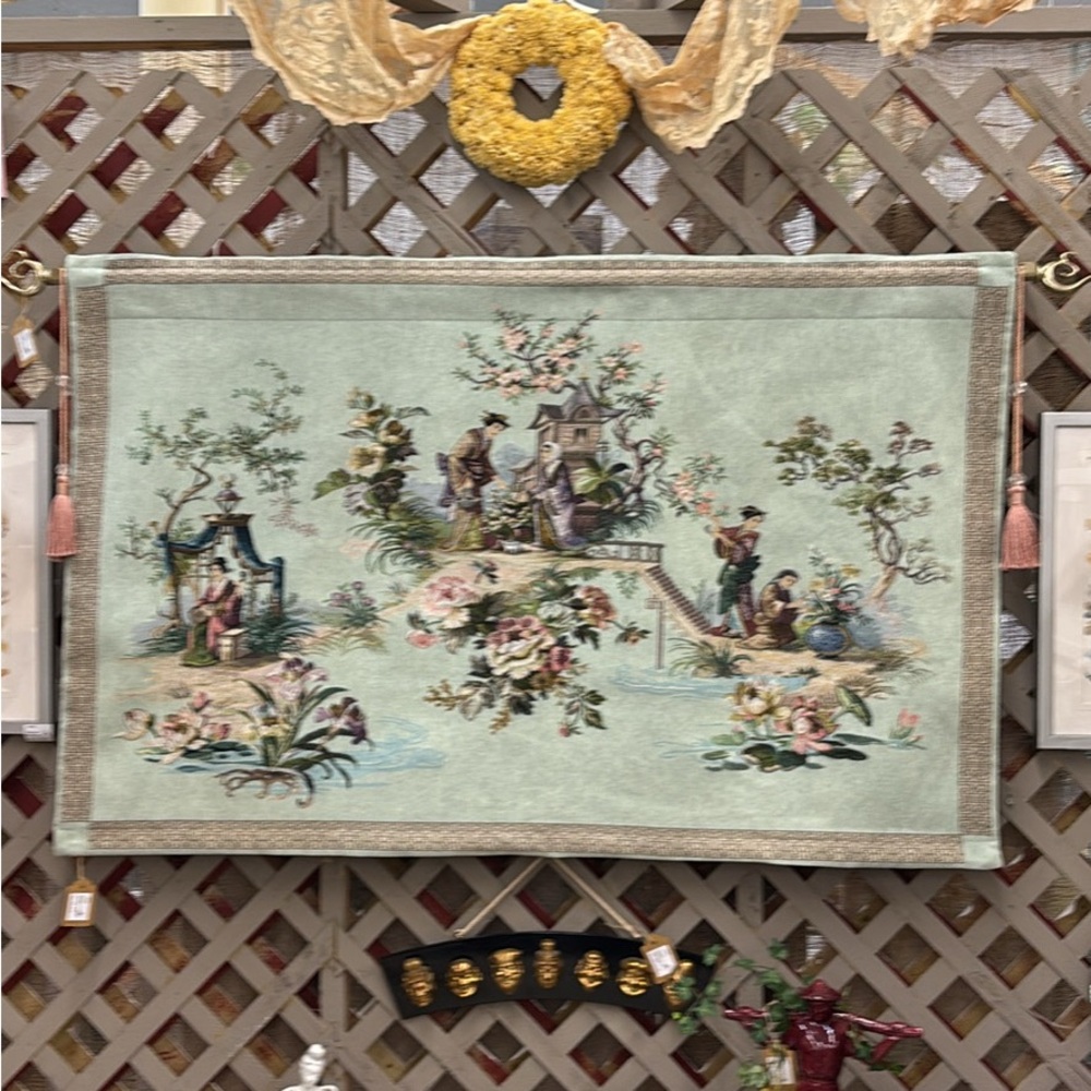 Vintage Asian Tapestry - Courting Scene